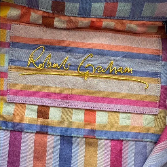 Robert Graham Vibrant Multi Color Stripes Button Up Shirt Cotton 3XL Career Work - Picture 9 of 9